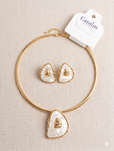 Conjunto Choker Aro e Brincos "Gema do Mar"