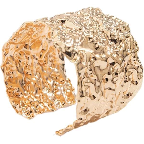 Bracelete Dourado Texturizado Estilo Martelado Boho Chic