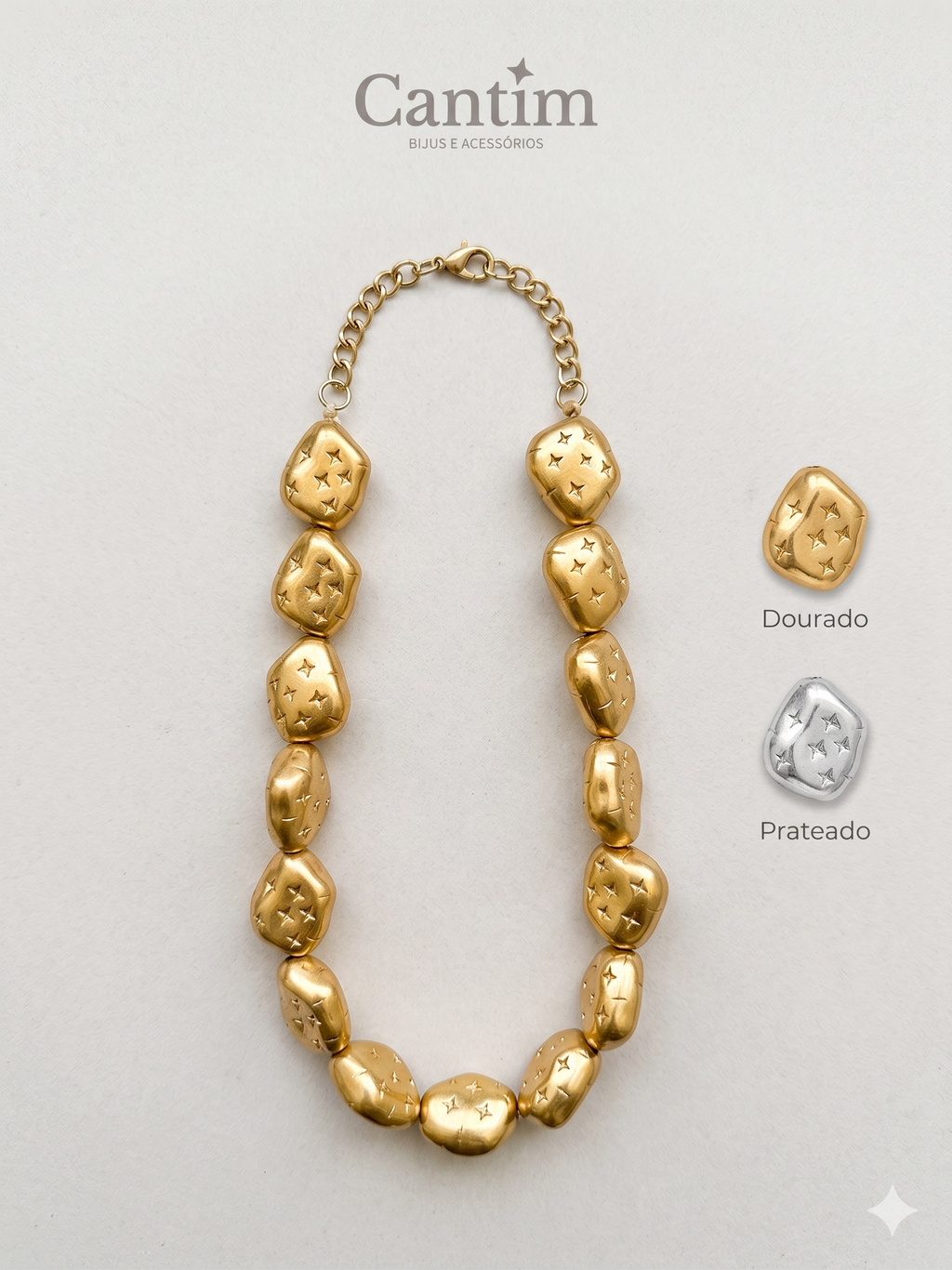 Colar de Elo Orgânico Dourado com Detalhes de Estrela: O Toque de Estilo e Personalidade para seu Look