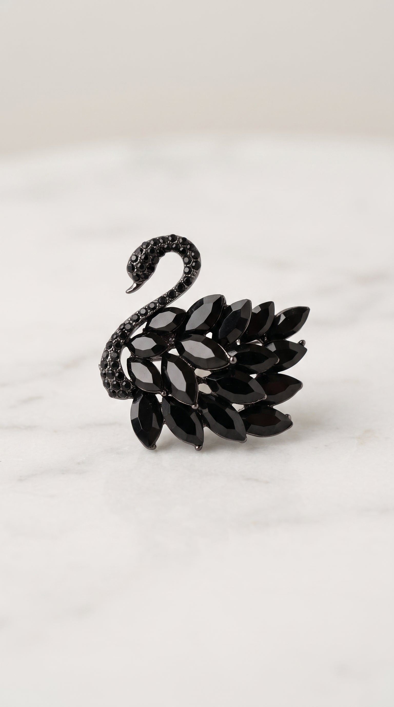Broche Cisne Negro com Pedrarias