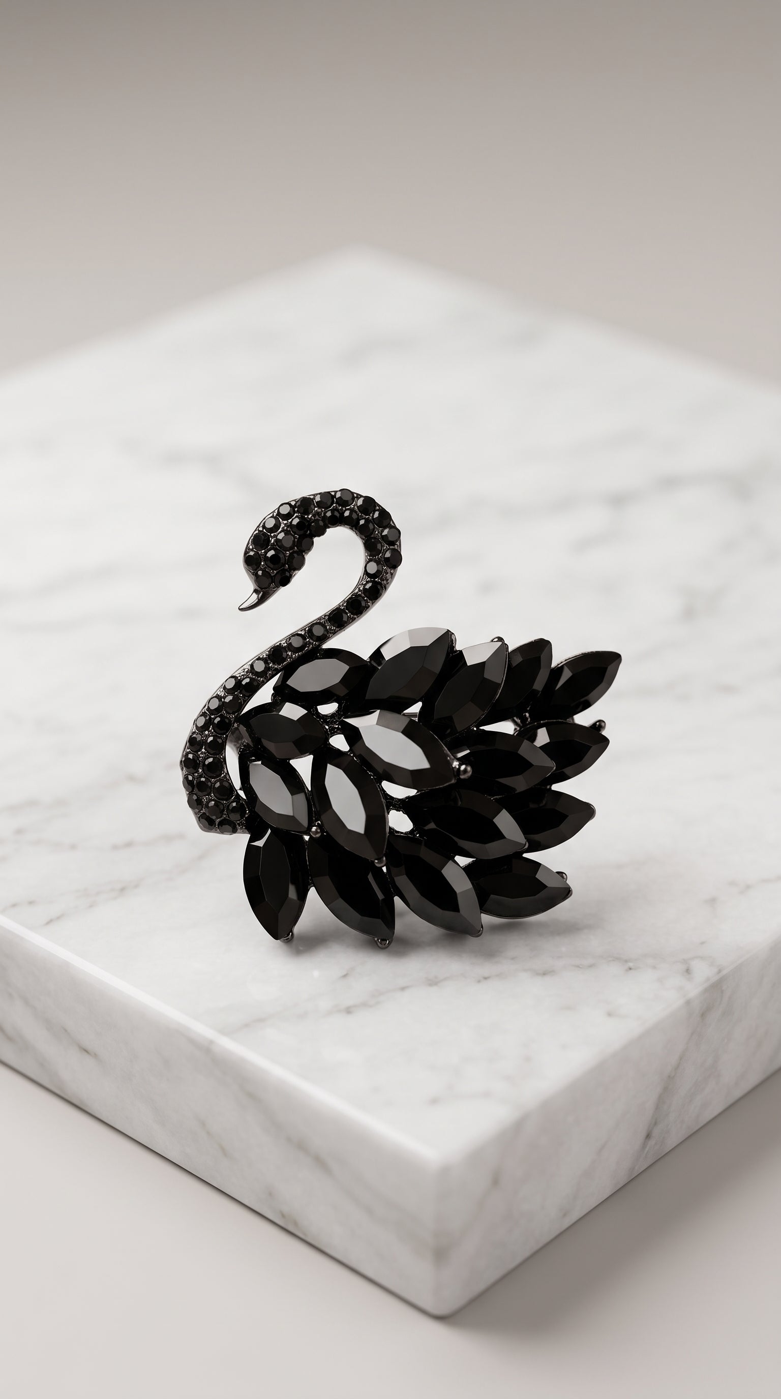 Broche Cisne Negro com Pedrarias