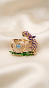 Broche Gatinho com Aquário e Pedrarias