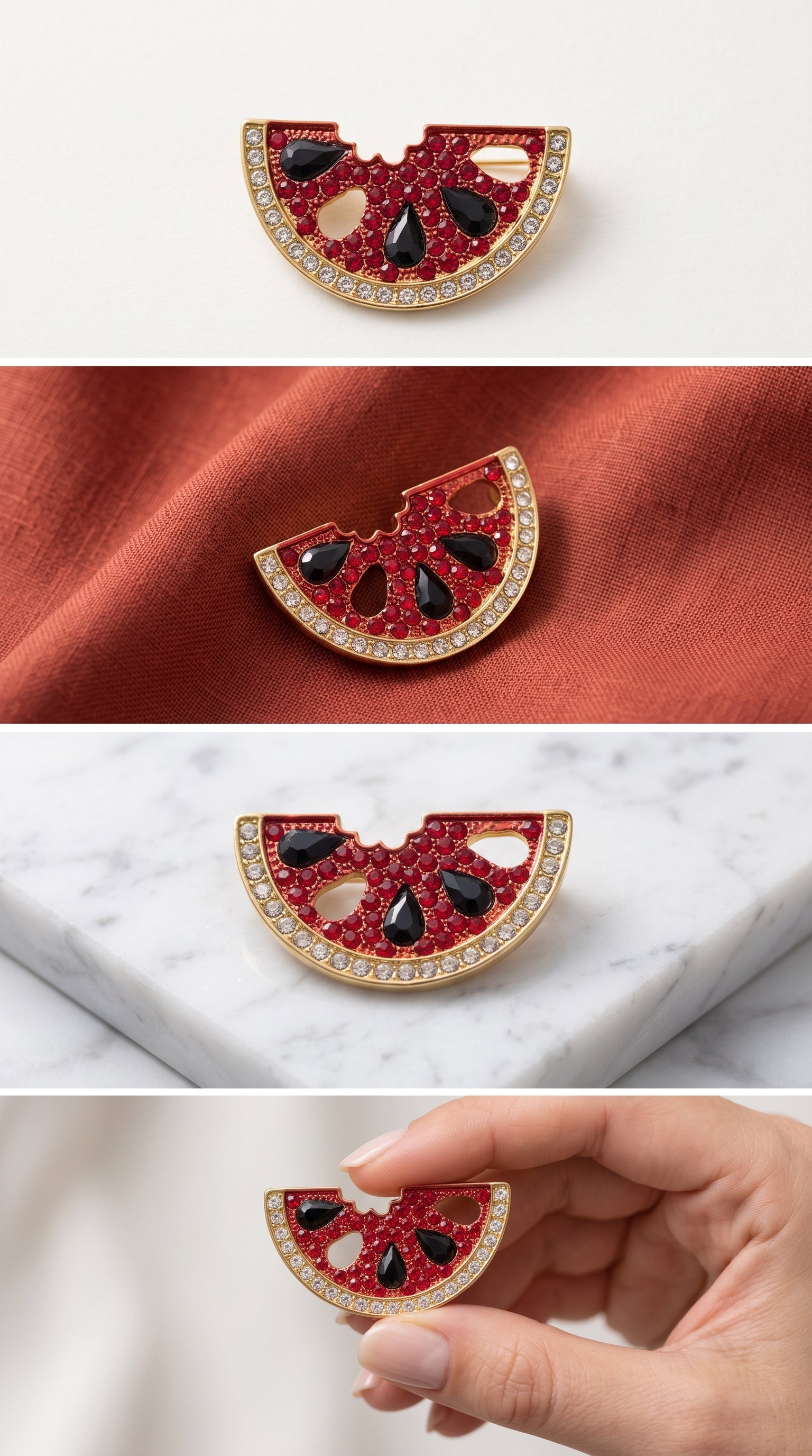 Broche Melancia com Pedrarias