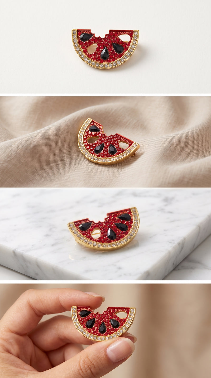 Broche Melancia com Pedrarias