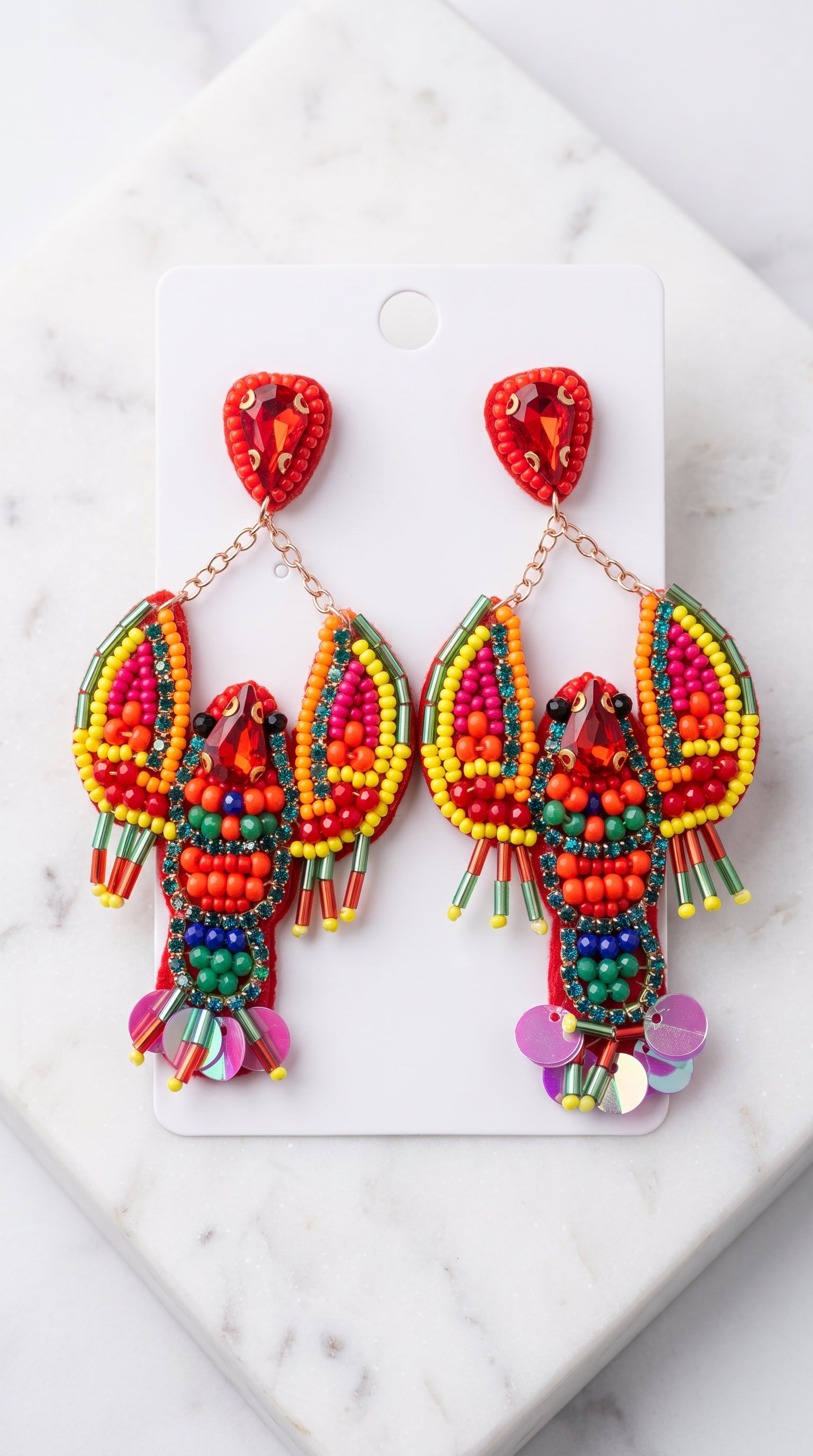 🦞 Maxi Brinco Miçanga Handmade Lagosta Tropical: O Destaque do Seu Verão!