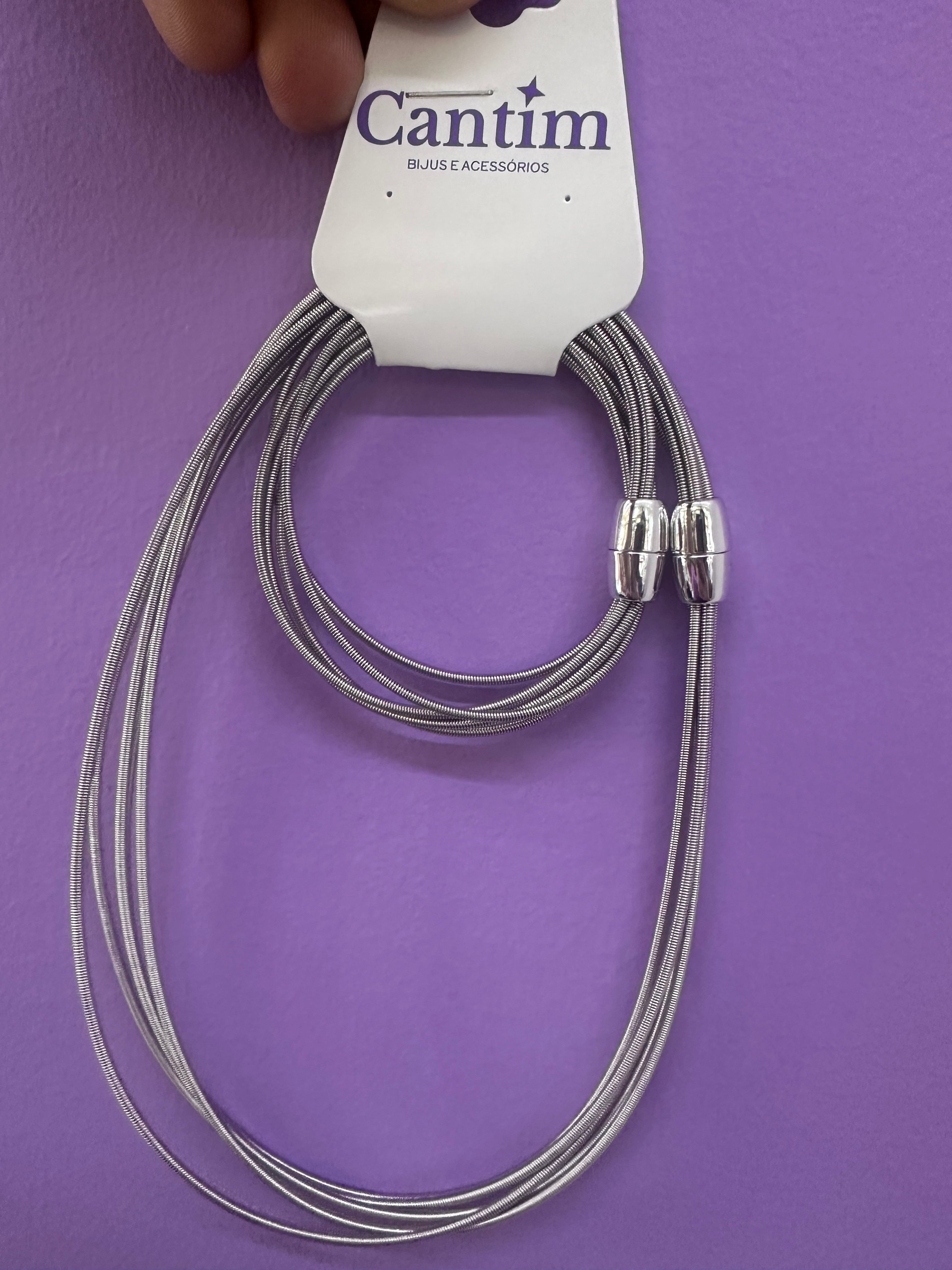 Conjunto Corda Violão: Colar e Pulseira em Fios Múltiplos