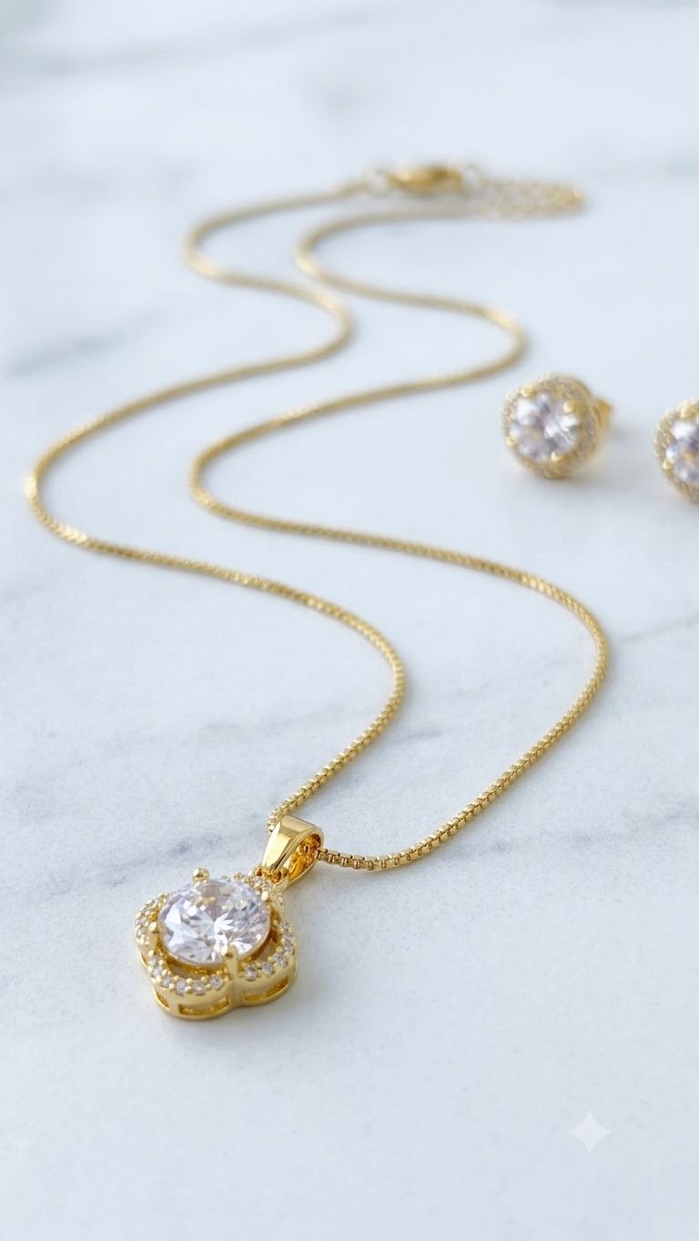Conjunto Veneziana Ponto de Luz Trevo Cravejado