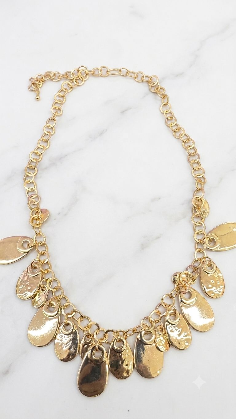 Colar Choker com Pingentes Ovais Lisos e Martelados