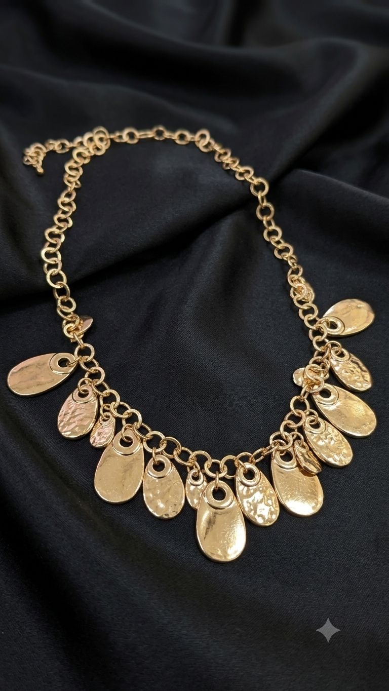 Colar Choker com Pingentes Ovais Lisos e Martelados