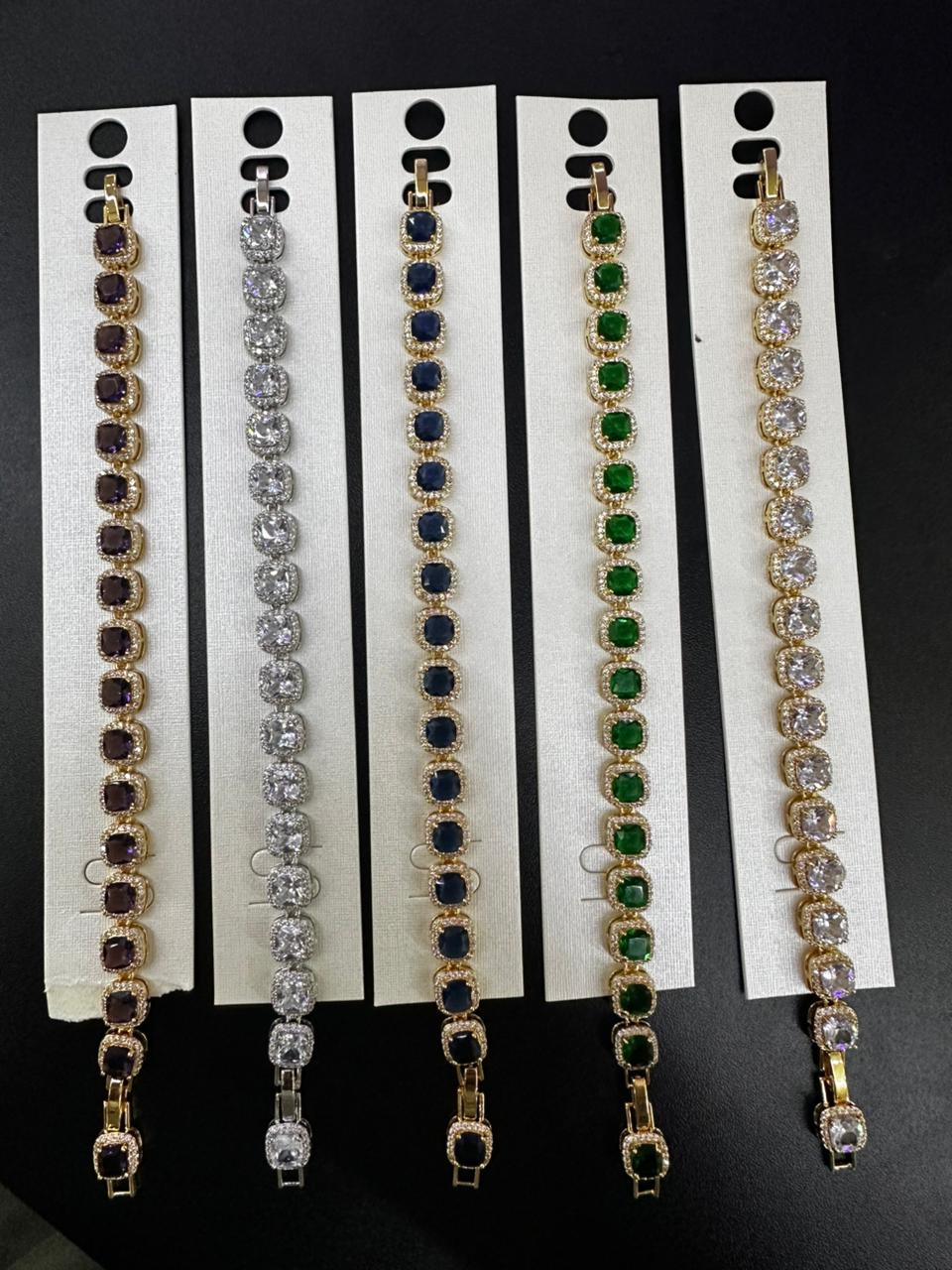 Pulseira Riviera Luxo Cravejada com Zircônias Quadradas e Microborda