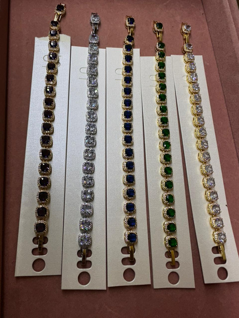 Pulseira Riviera Luxo Cravejada com Zircônias Quadradas e Microborda