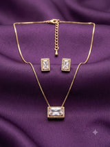 ✨ Conjunto Elegância Atemporal: Colar e Brincos Retangulares ✨