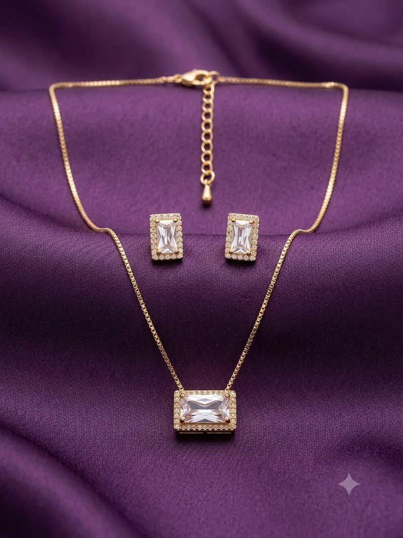 ✨ Conjunto Elegância Atemporal: Colar e Brincos Retangulares ✨