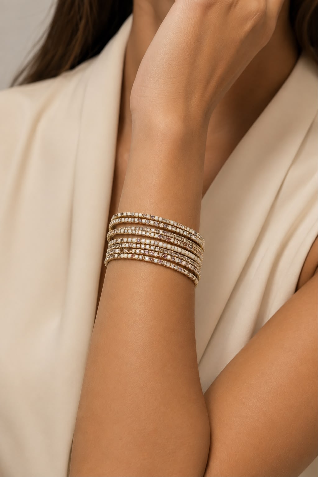 ✨ Kit de 10 Pulseiras Cristais & Zircônias Ajustável – Elegância e Brilho