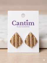 Brinco Geométrico Vintage - O Equilíbrio entre Pérola e Cristal