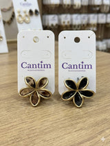 Prendedor de Cabelo Flor Esmaltada com Contorno Dourado